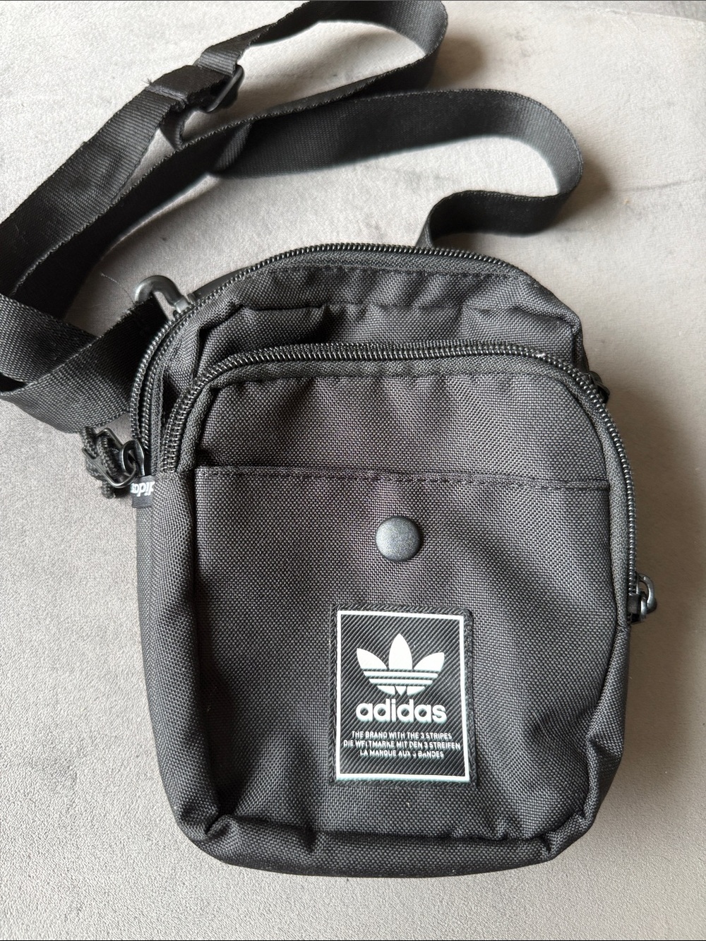 adidas Black Small Crossbody Pouch with Trefoil Logo NWOT